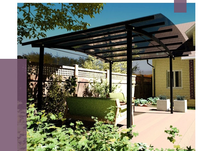 Навесы для террасы в Брянске от 13708 руб. под ключ | ПРОЛЁТ-Бнк