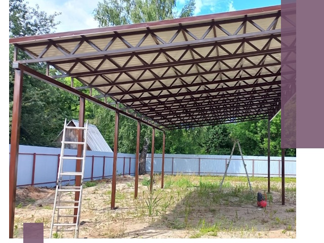 Односкатные навесы под ключ в Брянске — изготовление и монтаж