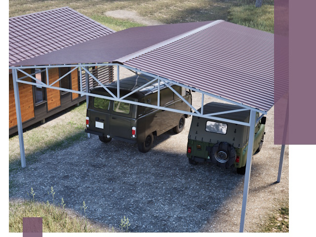 Двускатные навесы под ключ в Брянске — изготовление и монтаж